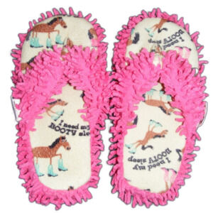 LAZY ONE Slippers, S, Horses in boots, Pink Tufted, Thong/flip flop, Novelty